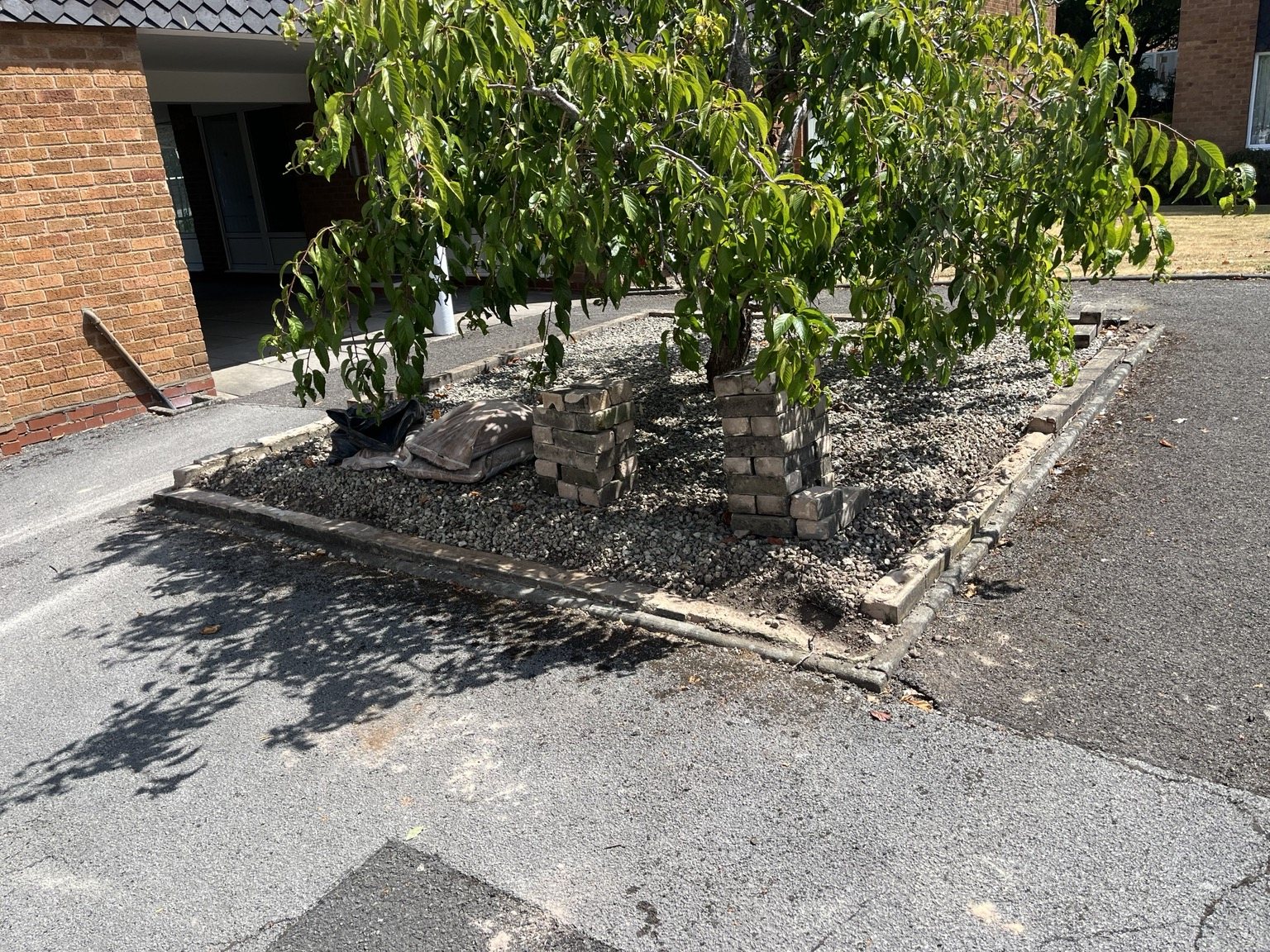 Brick edging before repair