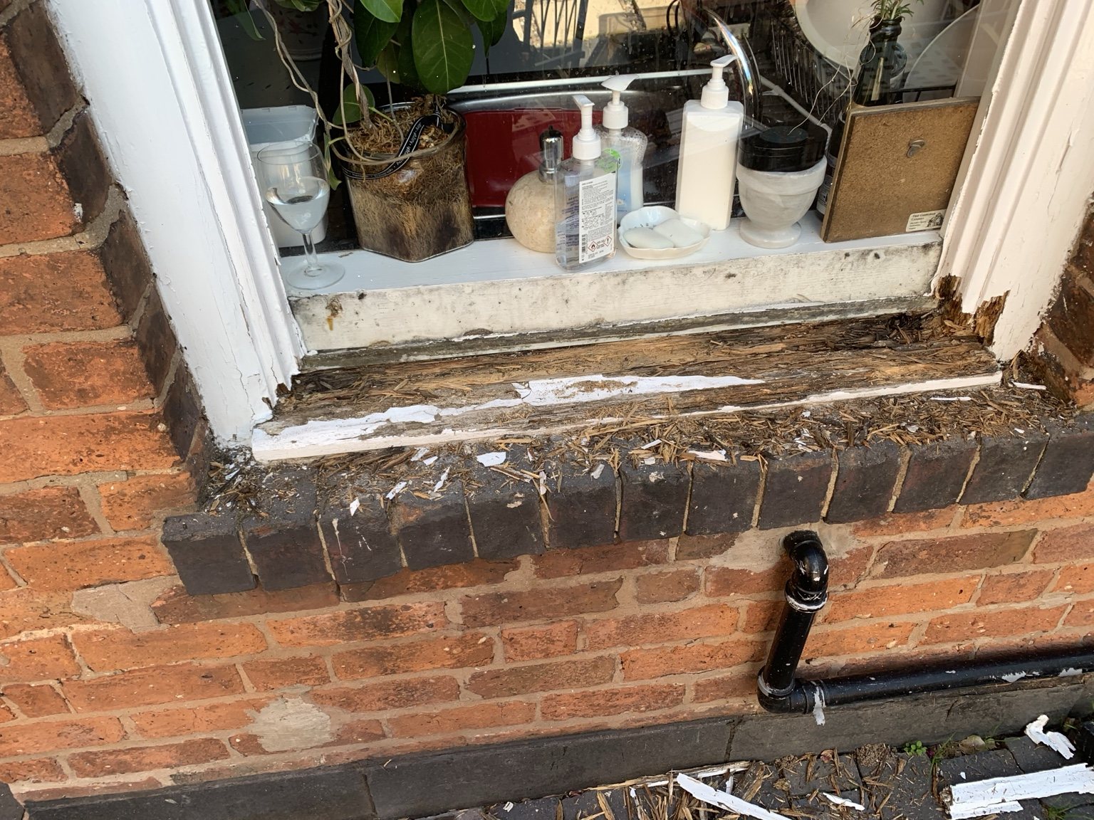 Window timber before repair